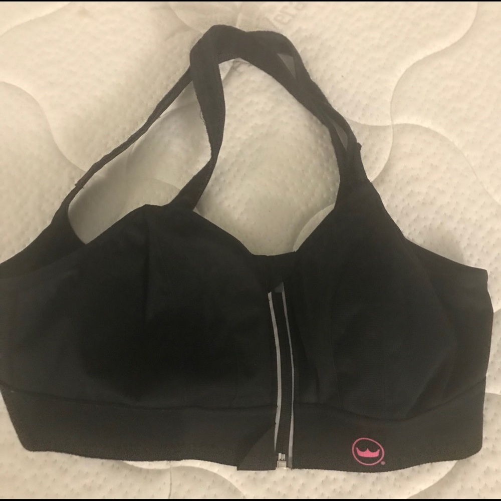 Shefit 1 luxe black workout front zip adjust bra